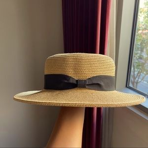 Boater Straw Sun Hat Flat Top and Brim — for Beach, Travel, Vacation